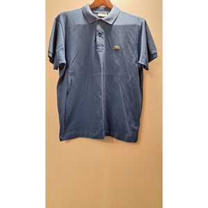 LACOSTE Classic Fit Men Blue 100% Cotton Polo XL Short Sleeve Logo Preppy School
